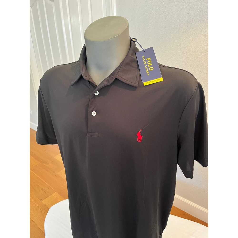 Polo Ralph Lauren Performance Polo Mens XL Black NWT Red Pony Golf Shirt